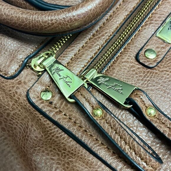 Marc Fisher Brown Zip Code Buckle Saddle Handbag - Picture 12 of 16